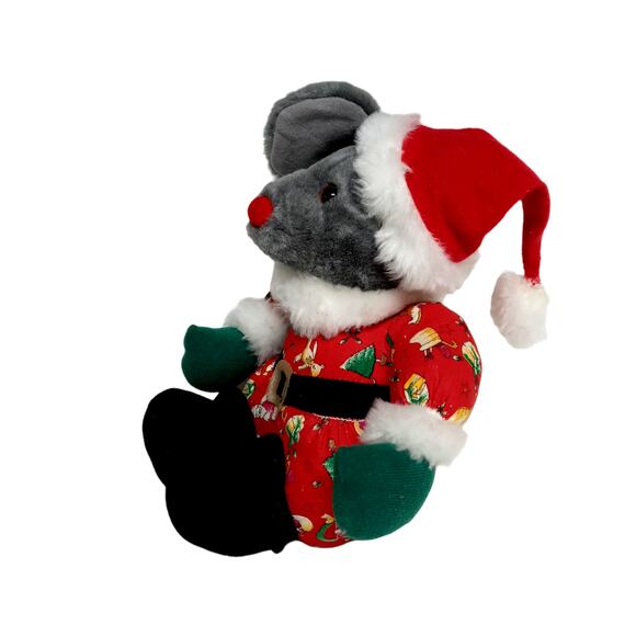 🐭 Vintage Santa Mouse Plush Stuffed Animal Christmas Holiday Decor 🎄🎅🏻 - Picture 5 of 9